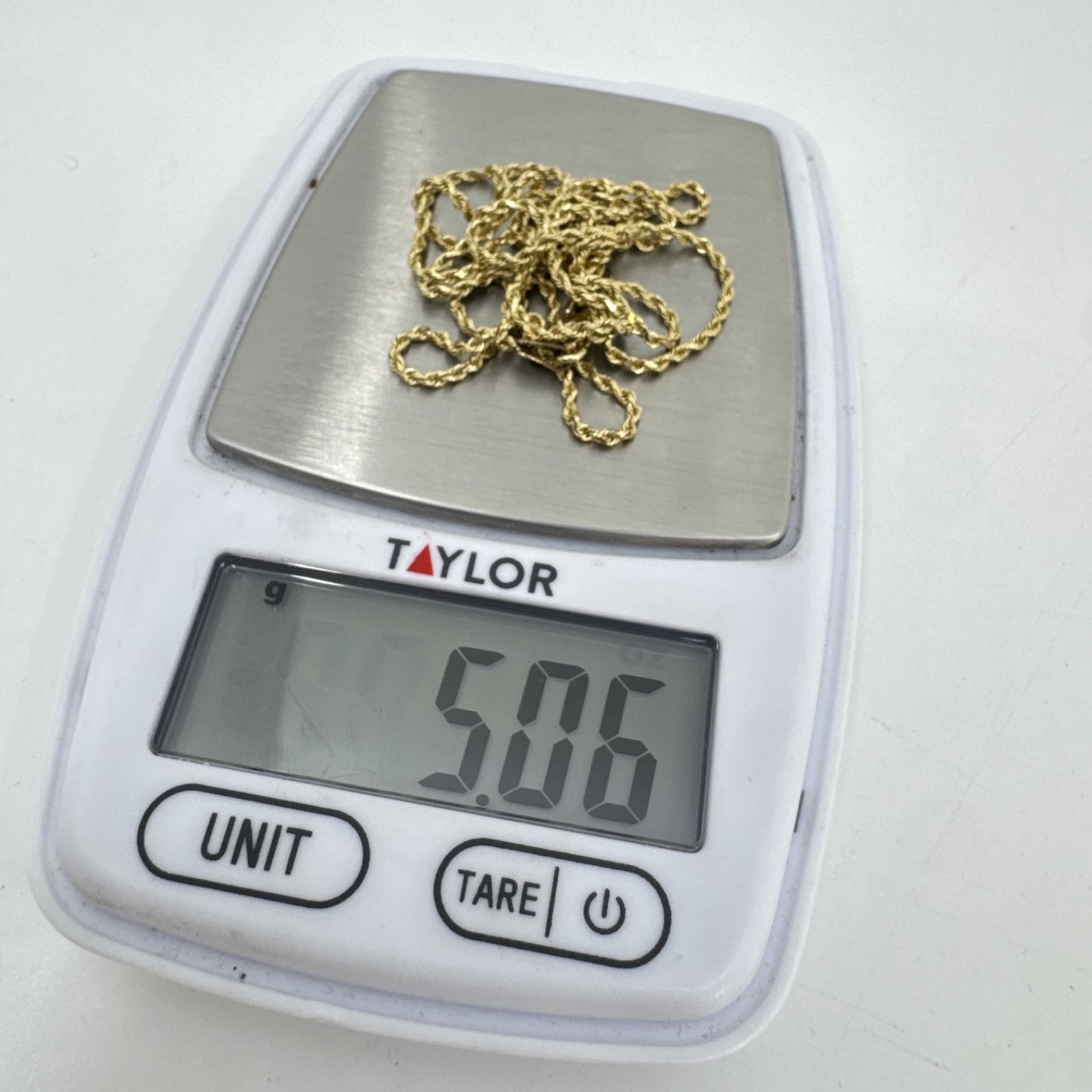 14K Solid Yellow Gold Rope Chain Necklace 1.3mm thick 24” – 5g