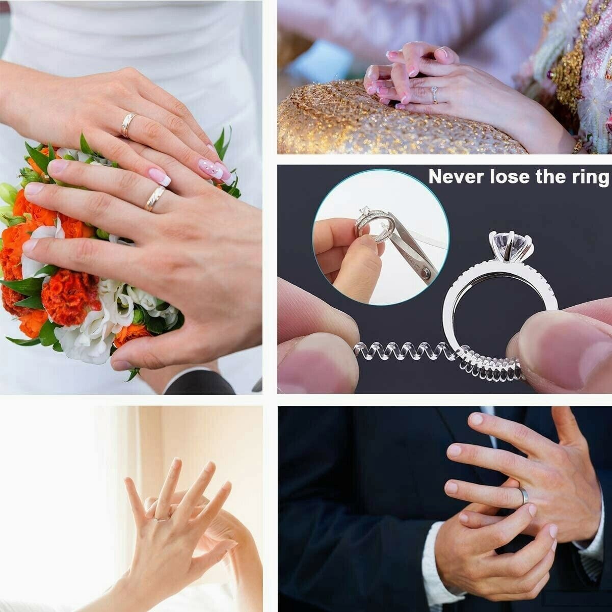 16Pcs Clear Ring Sizer Jewelry Ring Size Adjuster Invisible Fit Reducer Guard US