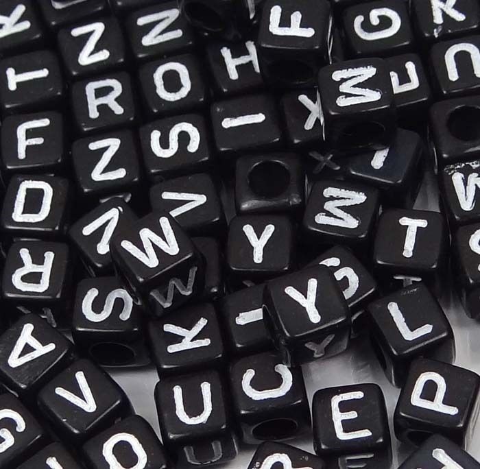 5mm Black White Acrylic Cube Letter Alphabet Beads spacer (100 pc)