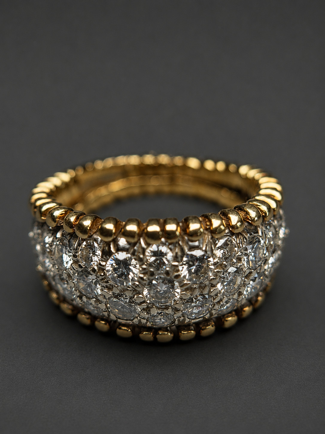 Women’s 18K Yellow & White Gold White Diamond Ring Size 6.25