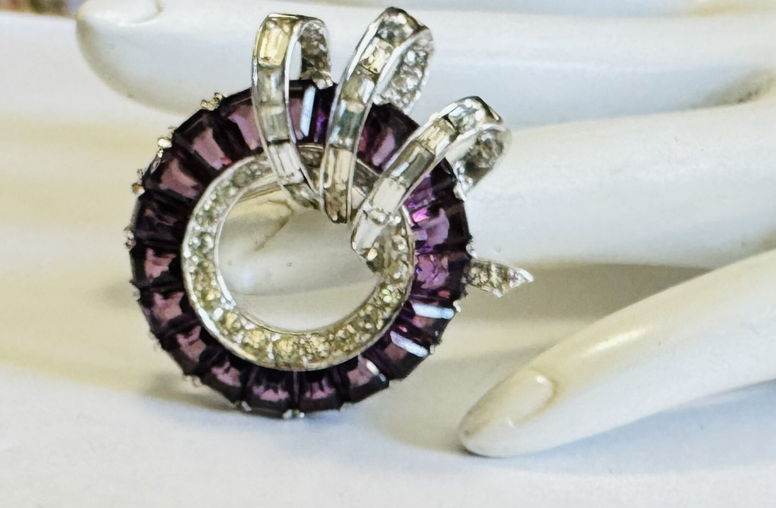 MARCEL BOUCHER PHRYGIAN CAP Sterling Silver Invisibility Set Rhinestone Brooch