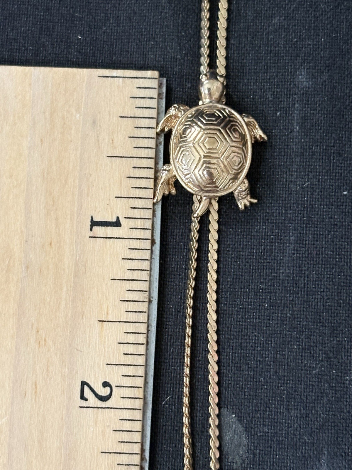 Avon Gold Tone Turtle Charm Slider Lariat Necklace Rope Chain Adjustable Signed