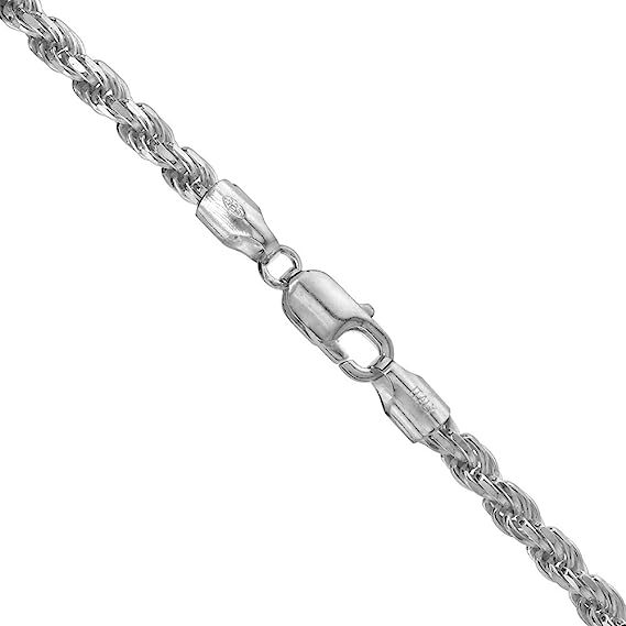 5mm Sterling Silver D/C Rope Chain Necklaces Bracelets Handmade Italy 7 to 30 in