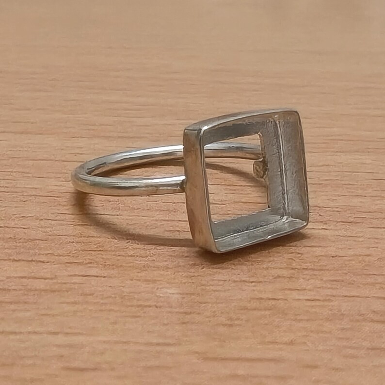 925 Sterling Silver 10mm Square Bezel Cup Setting Blank DIY Jewelry Handmade