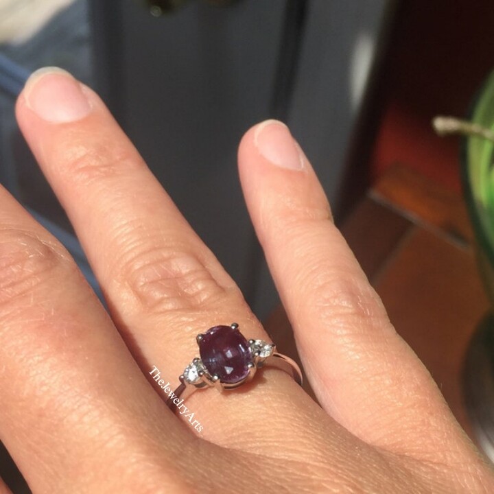 Vintage Alexandrite Ring, Simple Alexandrite Ring Halo Engagement Ring Sterling