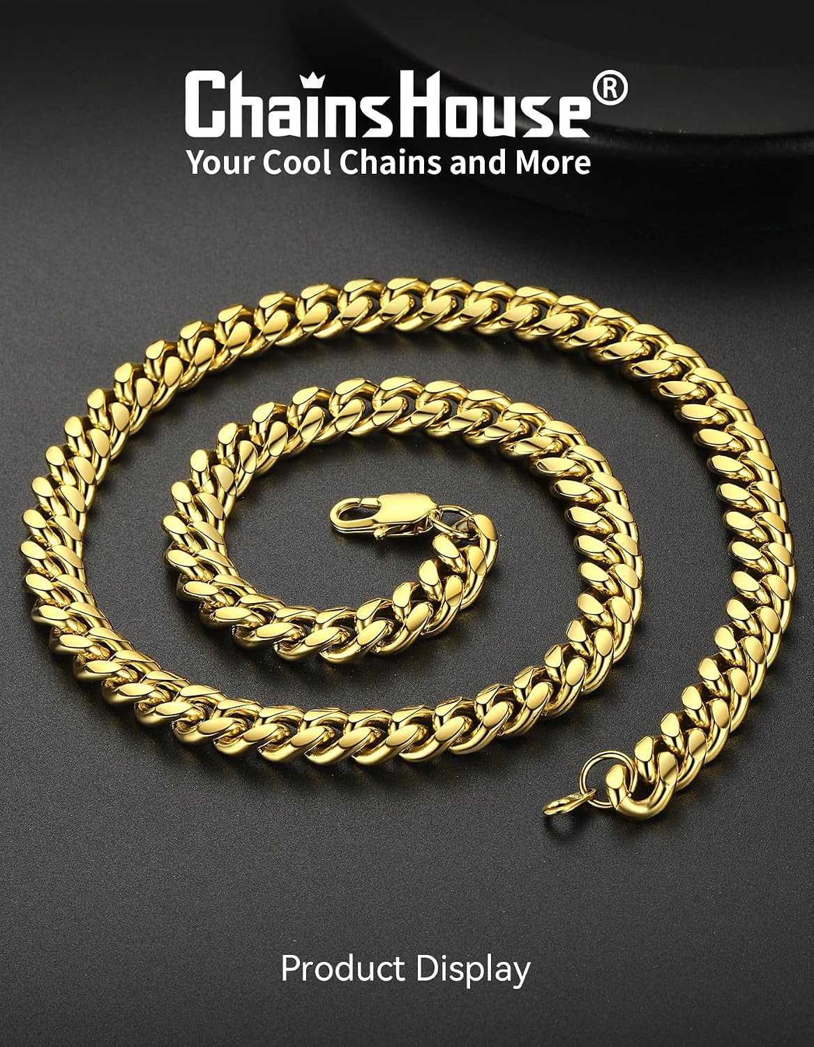 Miami Cuban Link Chain Necklace for Men, Stainless Steel Curb Chain, 4.8/6/10/14