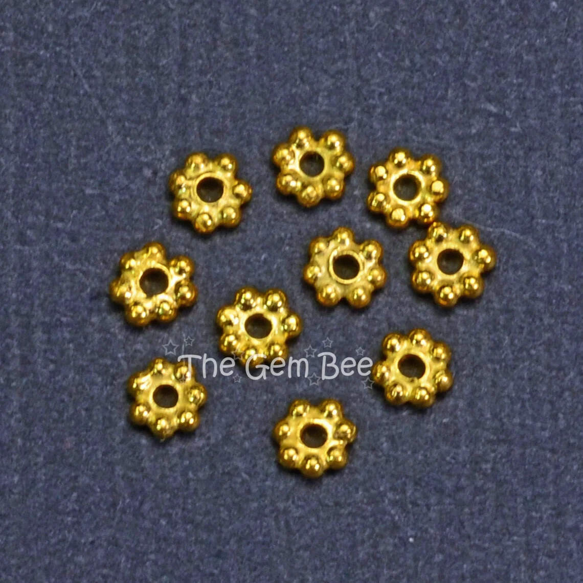 2.5mm 18k Solid Yellow Gold Daisy Spacer Findings (10)