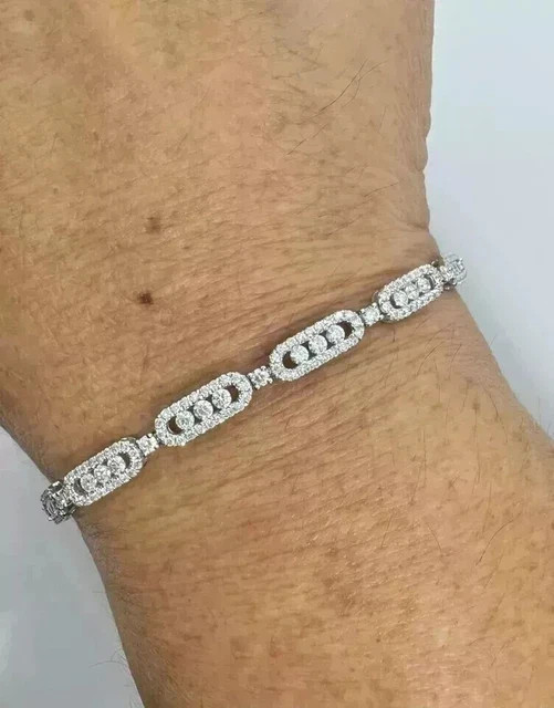14K White Gold Plated 5Ct Round Cut Lab Created Diamond Women’s Tennis Bracelet
