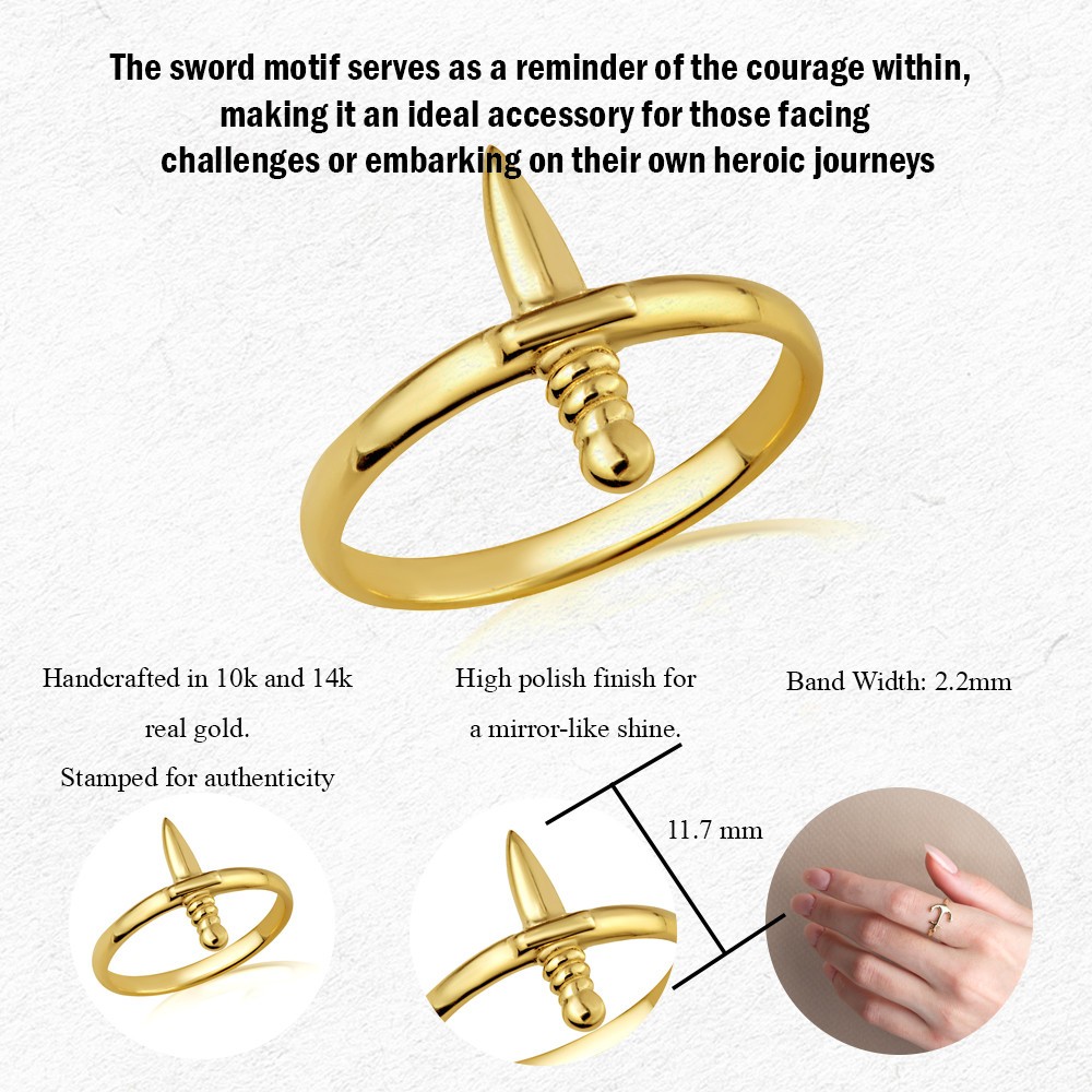 Gold Medieval Sword Ring (Available in Yellow/Rose/White Gold)