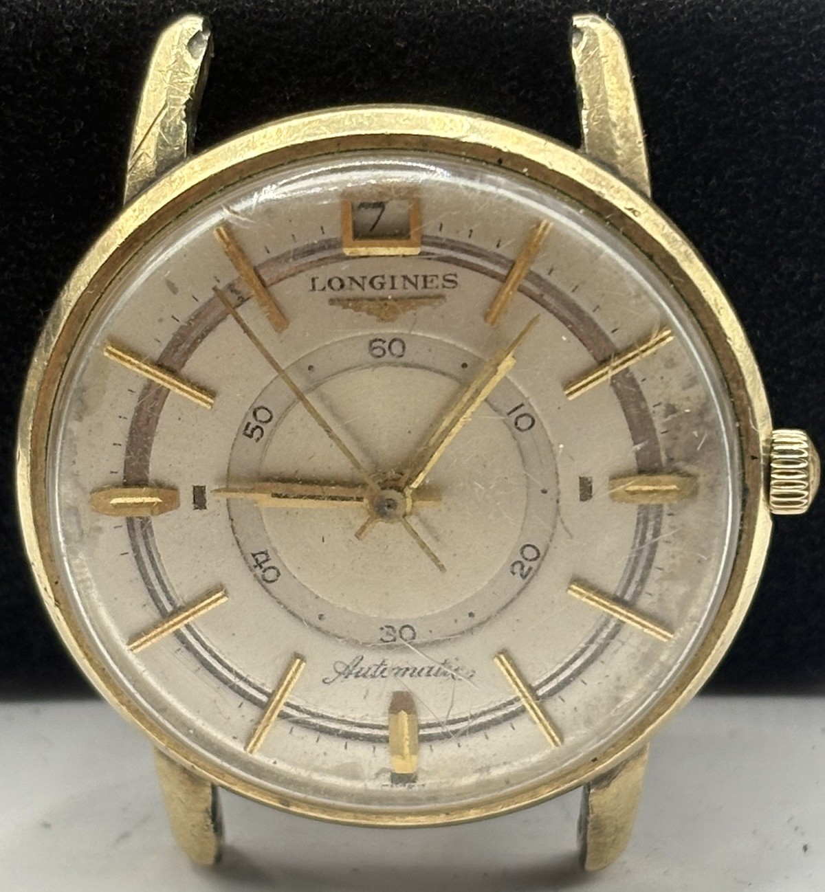 Vintage Longines Grand Prize Automatic Swiss Doctor’s Dial Date 10k Fill Runs