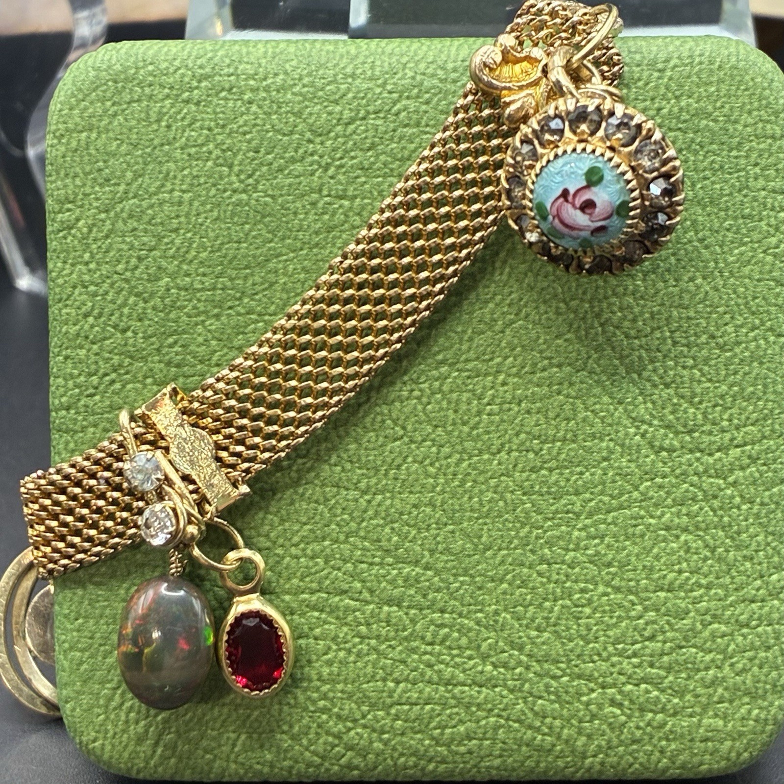 Custom Vintage Gold Filled Pocket Watch & Mesh Chain Bracelet w Charms & Regalia