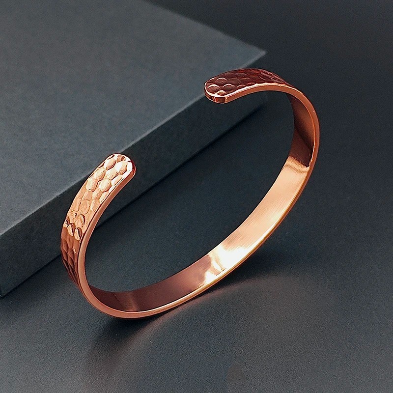 Magnetic Pure Copper Cuff Bracelet Rose Gold Adjustable Bangle Women Men 2026