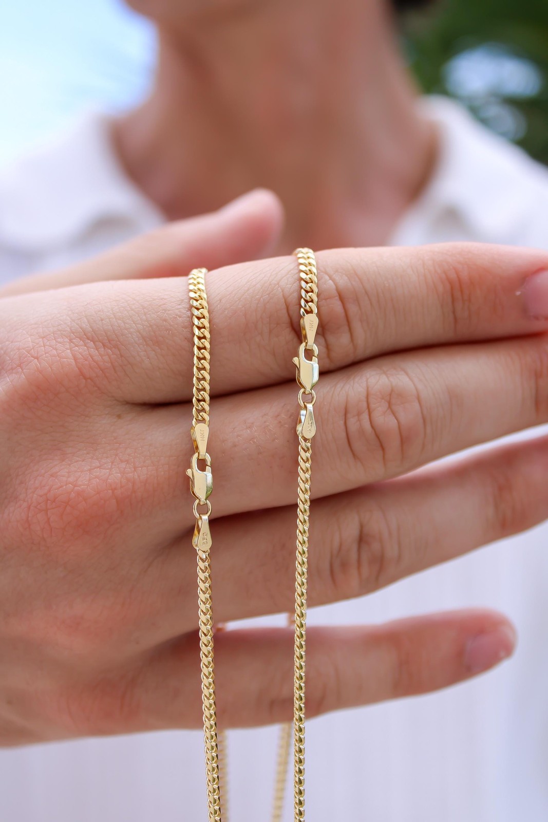 14k SOLID Gold Miami Cuban Curb Link 2.5mm Chain Necklace 18″ 24″, Unisex Adult