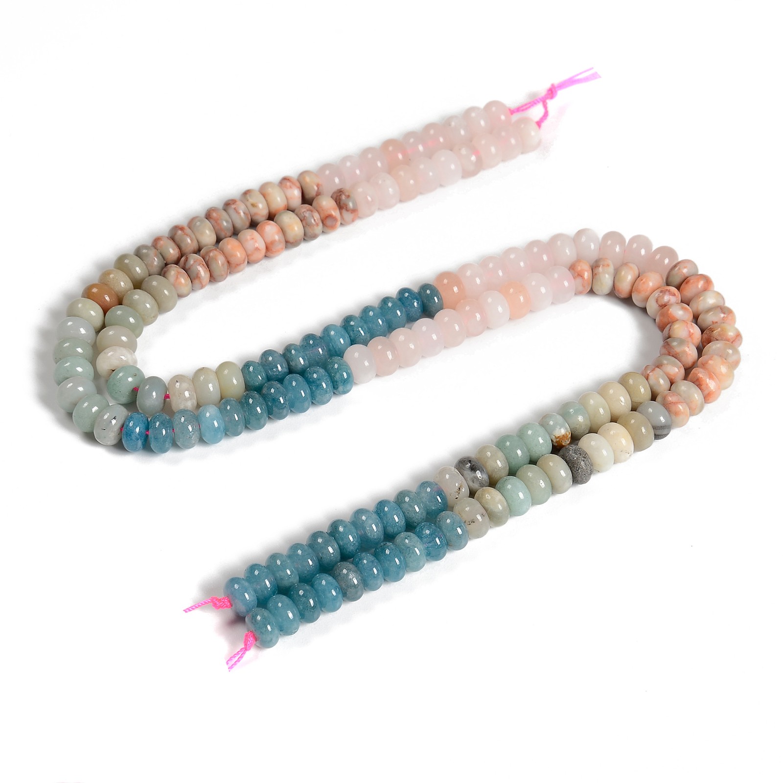 02-Multi-color Gemstone Smooth Rondelle Beads Size 5x8mm 15.5” Strand