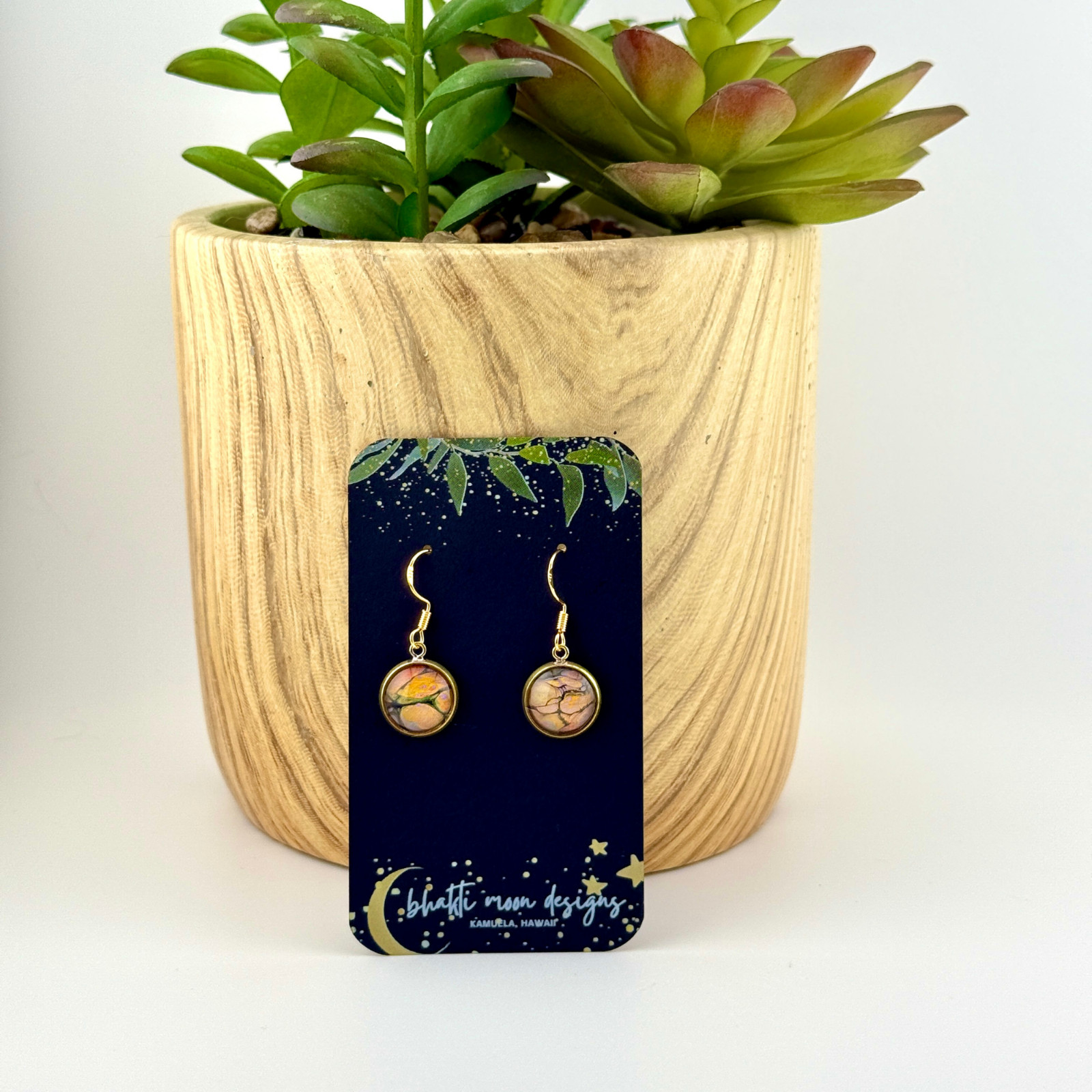 Dangle Earrings Handmade “Lava Bed” Electroplate Sterling Silver French Earwires