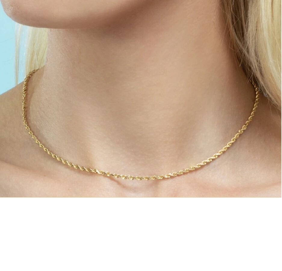 18K Gold Filled Classic Italian 16/18/20/22/24/26/28-32 Inch Rope Chain Necklace