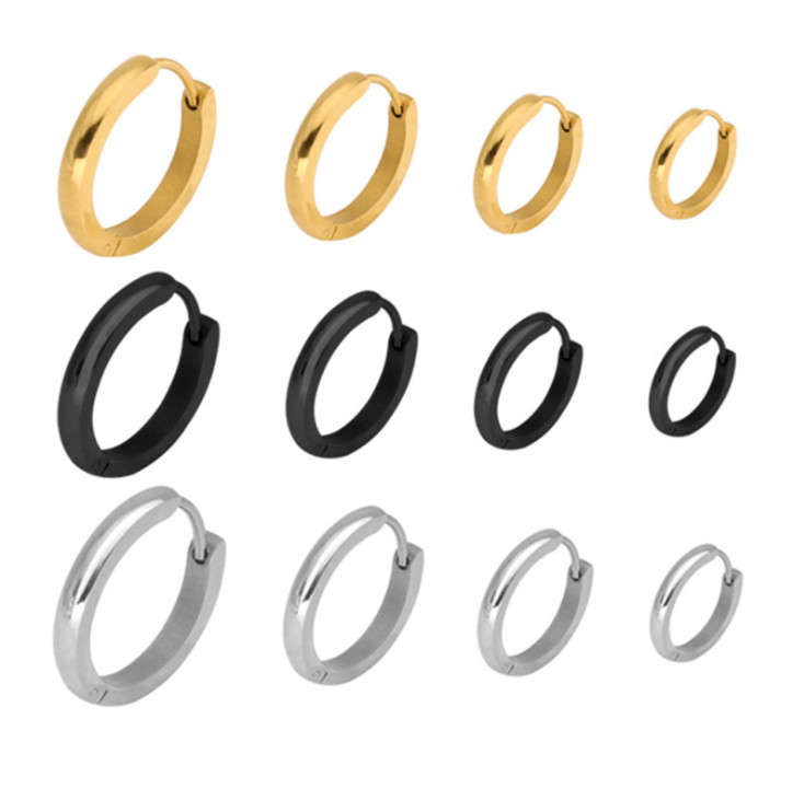 Women Men Stainless Steel Small Hinged Hoop Huggie Ear Earrings 7/9/10/12/14MM