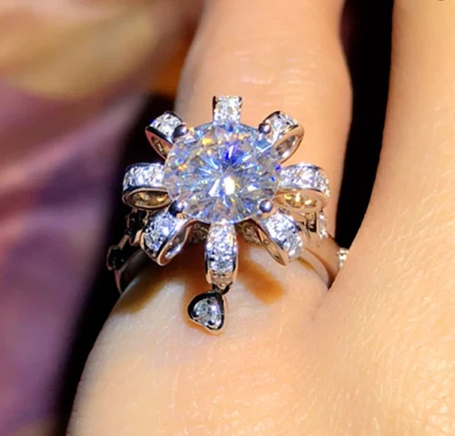 New 3Ct Lab Created Diamond Women’s Engagement Ring 14K White Gold Plated Silver