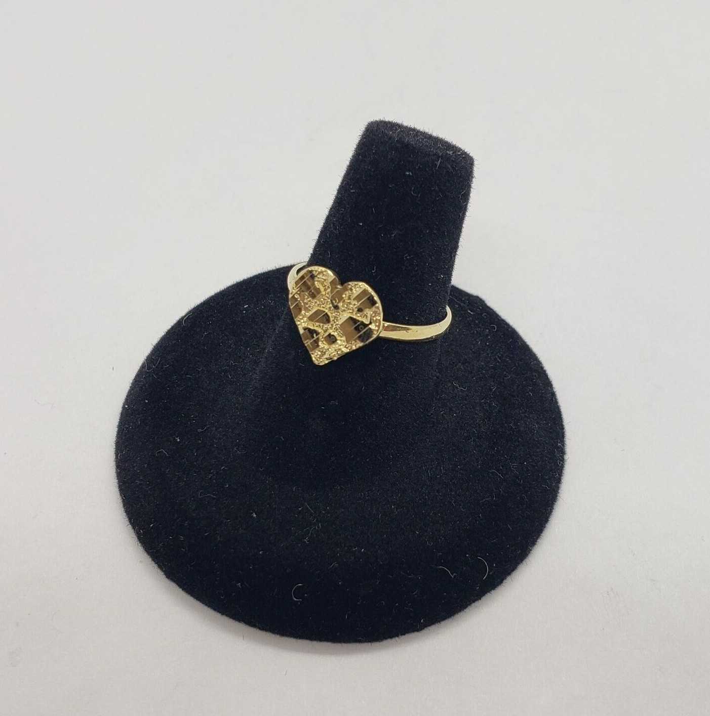 10K Yellow Solid Gold Flat Heart Nugget Ring Small Medium Large Ring Size 3-11