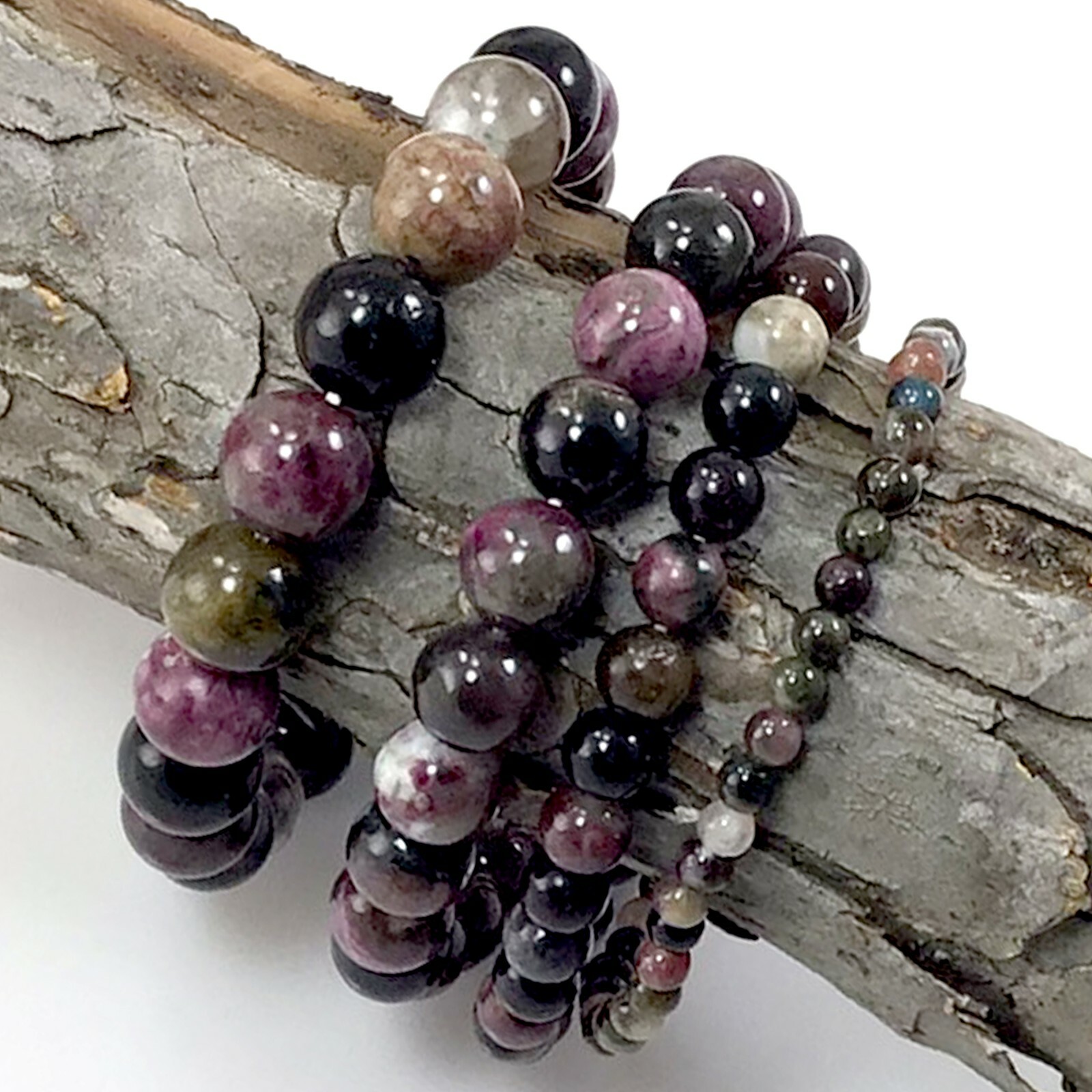 Handmade Natural Tourmaline Stretch Bracelet Round Bead 4 6 8 10 12Gemstone 7.5″