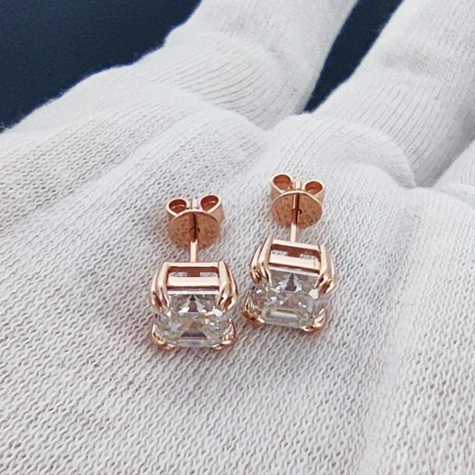 4.26 Ct Certified Treated White Diamond Solitaire Studs 925 Silver Tariff Free