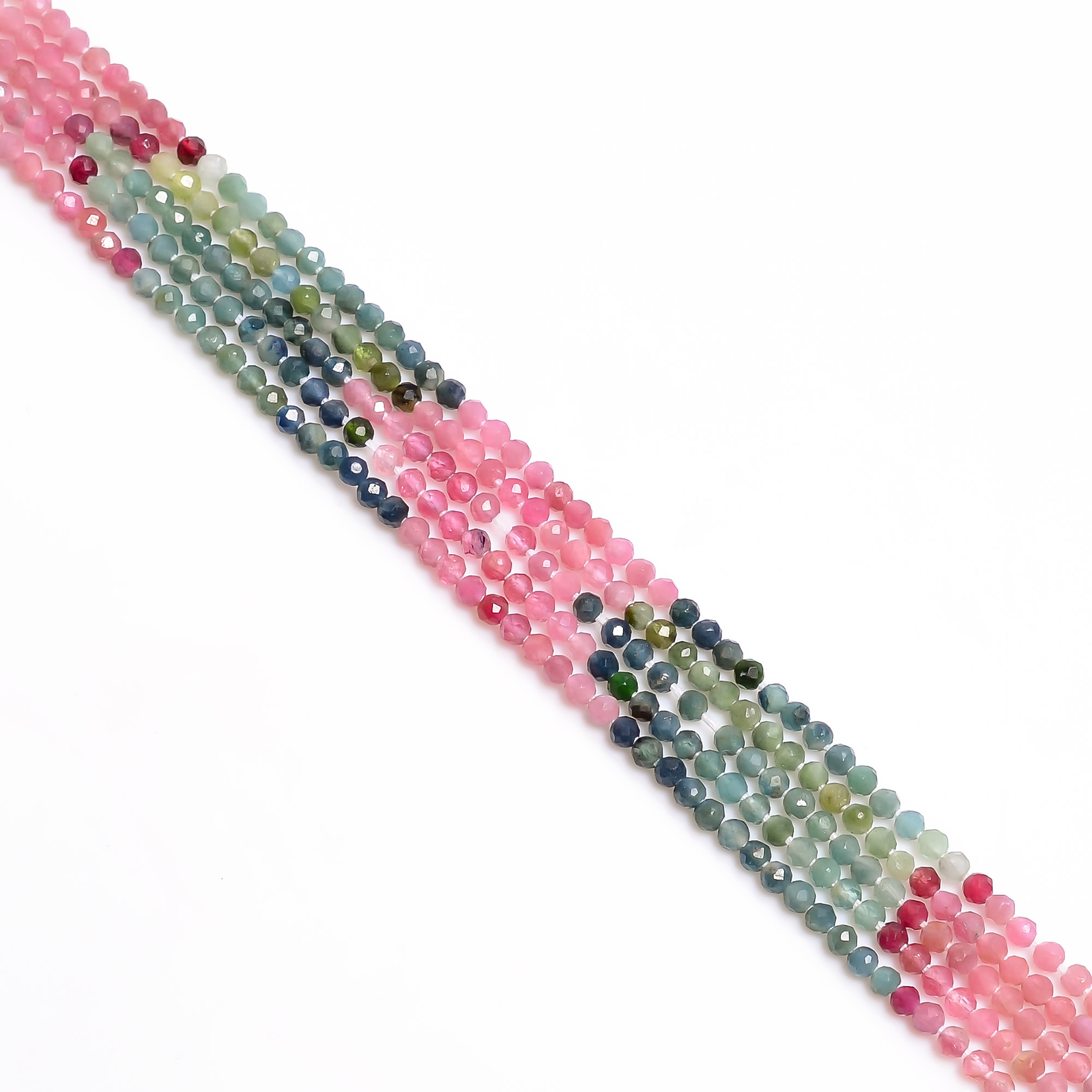 2 mm Natural Multi Tourmaline Shaded Faceted Round Rondelle Beads 33 cm Strand