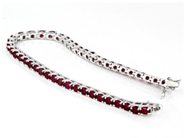 Red Mahaleo® Ruby Rhodium / Sterling Silver 7.5″ Tennis Bracelet 10.00ctw NEW