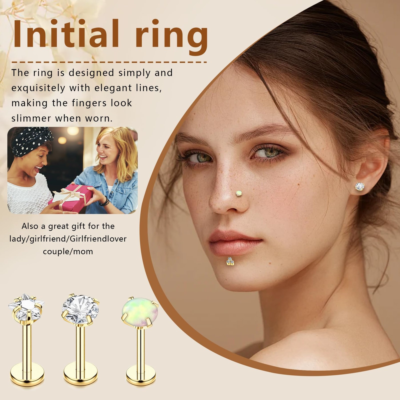 15Pcs 20G/18G/16G Flat Back Push in Stud Earrings 316L 16G(1.2mm), Golden