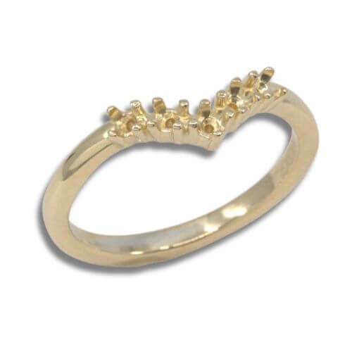 Five (5) Stone 2mm Round V Wedding Band Ring Mounting