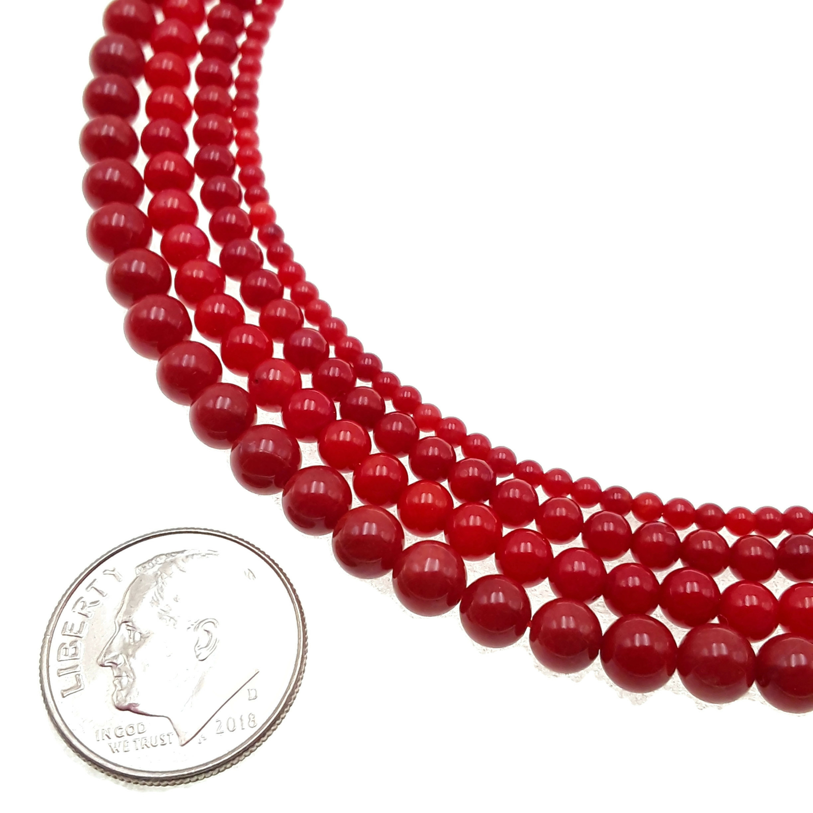 Red Bamboo Coral Smooth Round Beads 2mm 3mm 4mm 5mm 15.5″ Strand