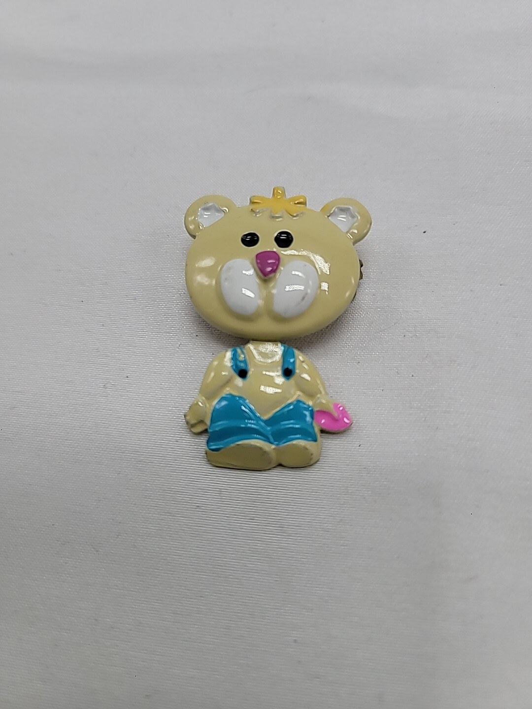 Vintage Enamel Bear Pin w/ Moveable Dangling Body, Made in Korea, 1.5” Tall Cute