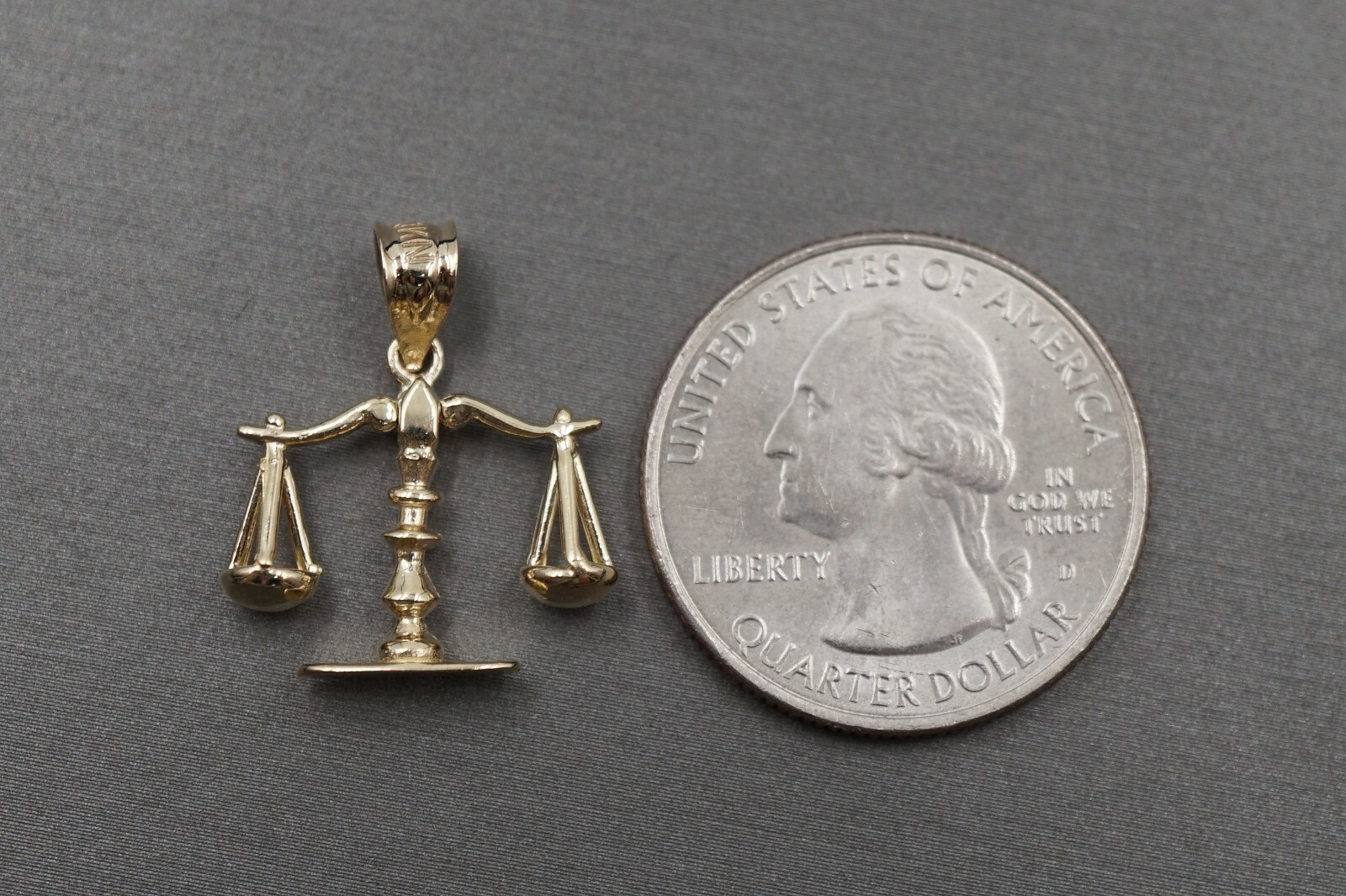 10K Solid Yellow Gold 0.85″ Moveable Horoscope Libra Charm Pendant.