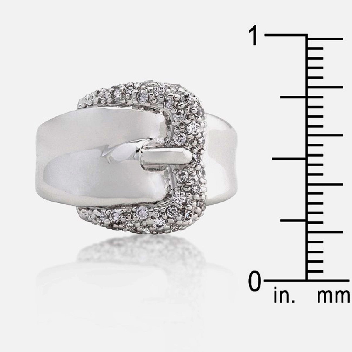 Buckle Band Ring Silver Rhodium Plated-Shiny CZ’s-1/2″ Wide-NWT-Size Selectable