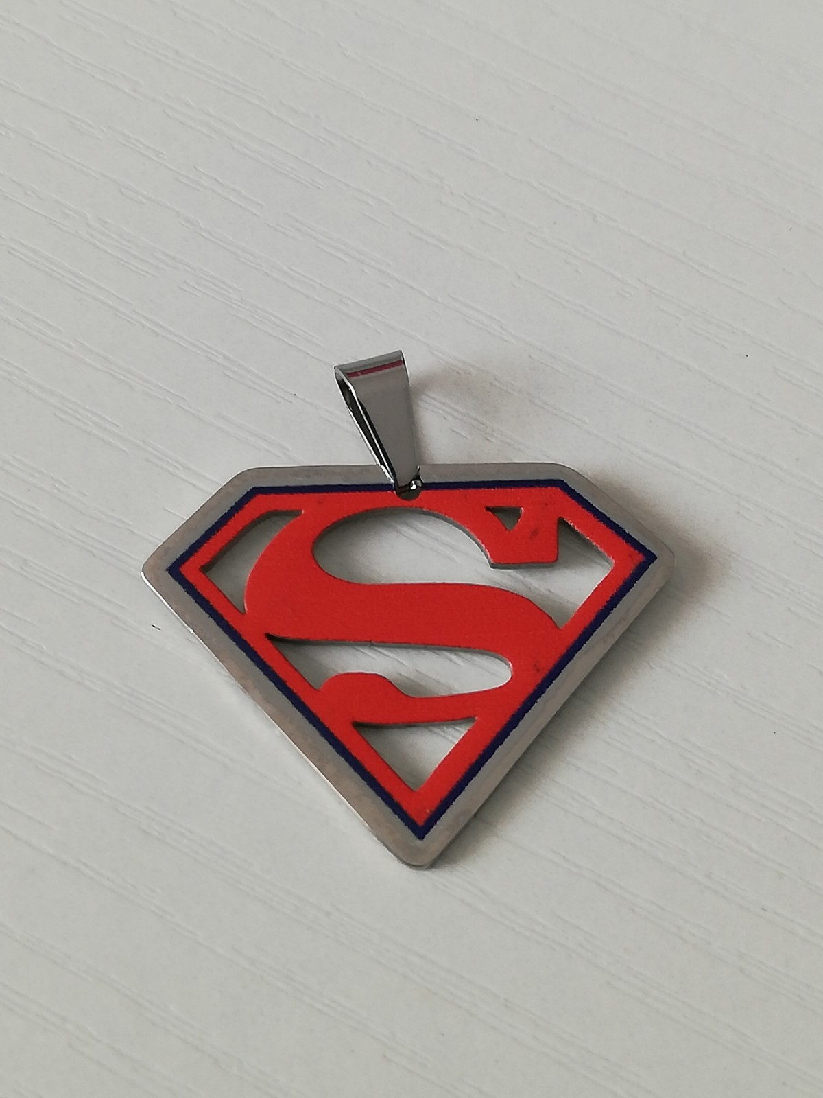 316L Stainless Steel Superman Pendant Necklace Superhero Red Logo New.