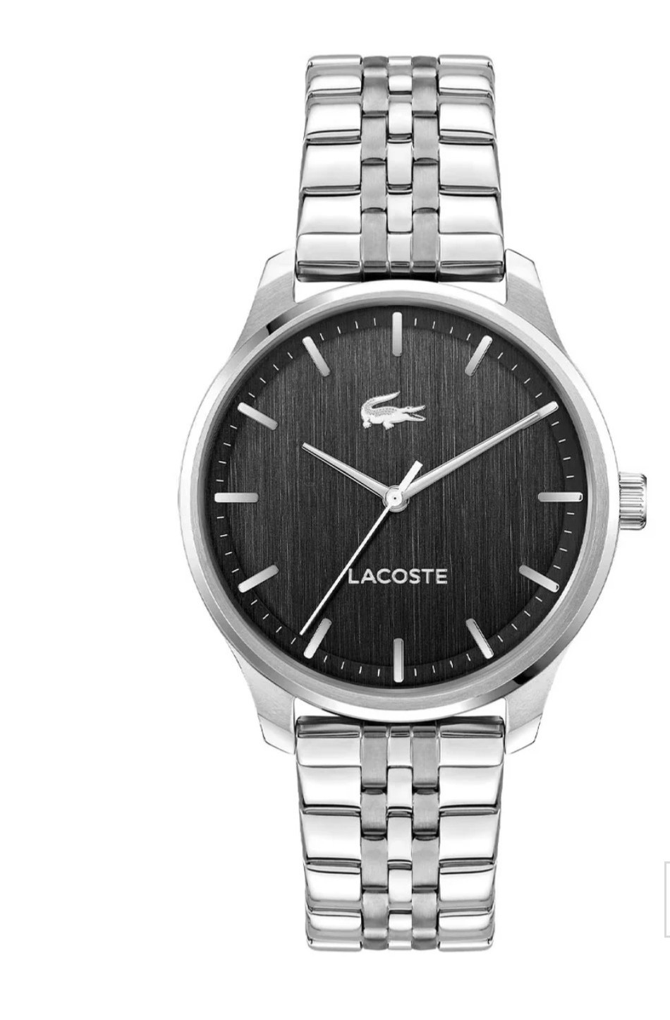 Lacoste Men’s Lisbon Watch 2011509 Stainless Steel Silver Black Dial 42mm