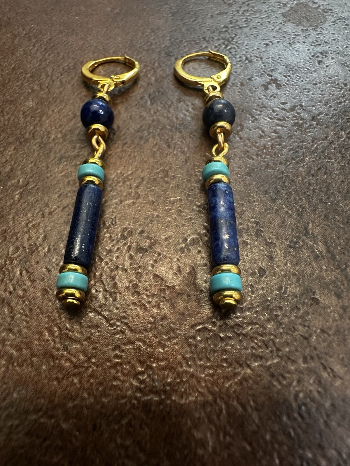 Gold-Tone Lapis & Turquoise Drop Earrings – Women Jewelry
