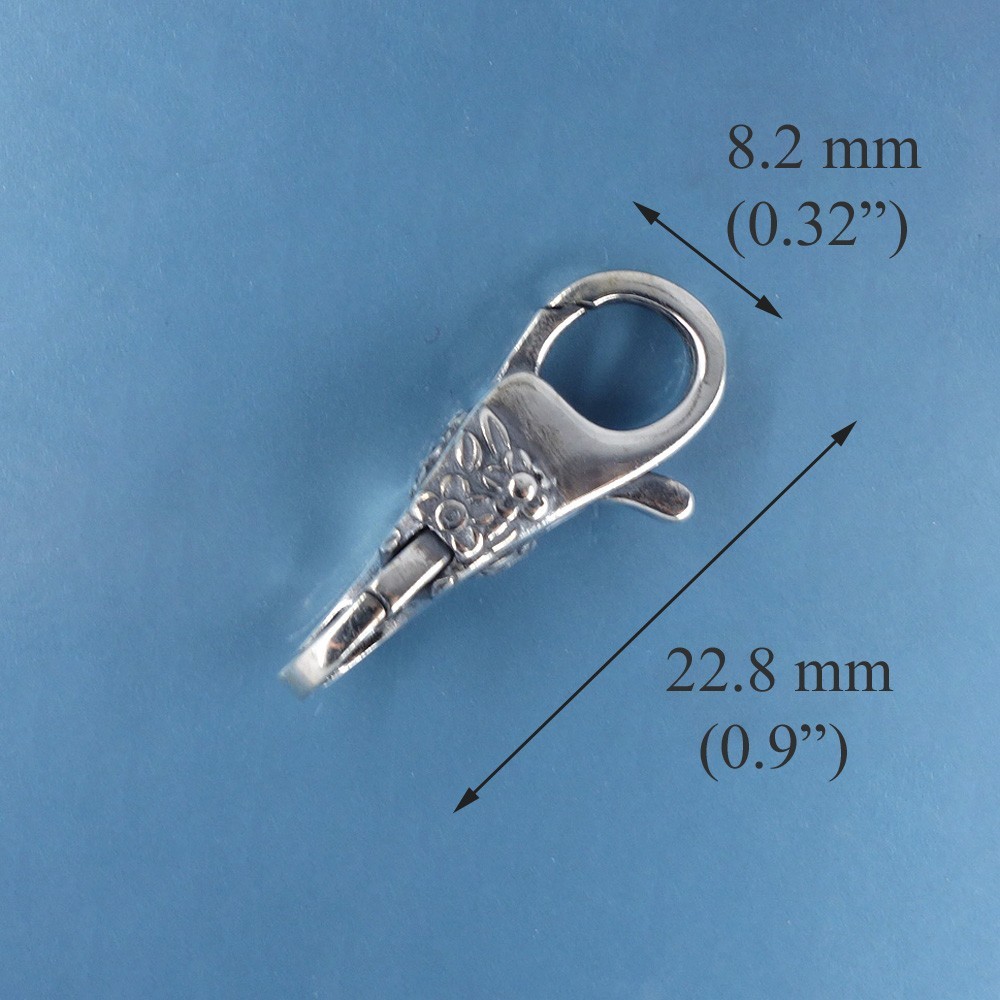 Sterling Silver Flowers and Leaves Double Openings Lobster Clasp Connector 44064
