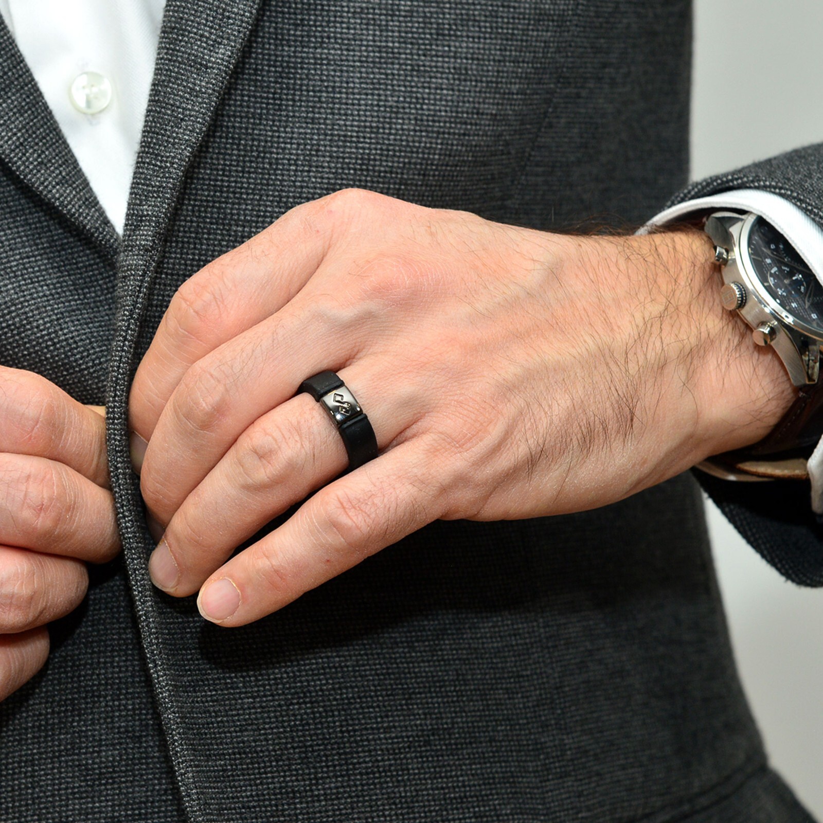 Rinfit Infinity&Metal Silicone Rings for Men. Soft & Comfortable Wedding Band