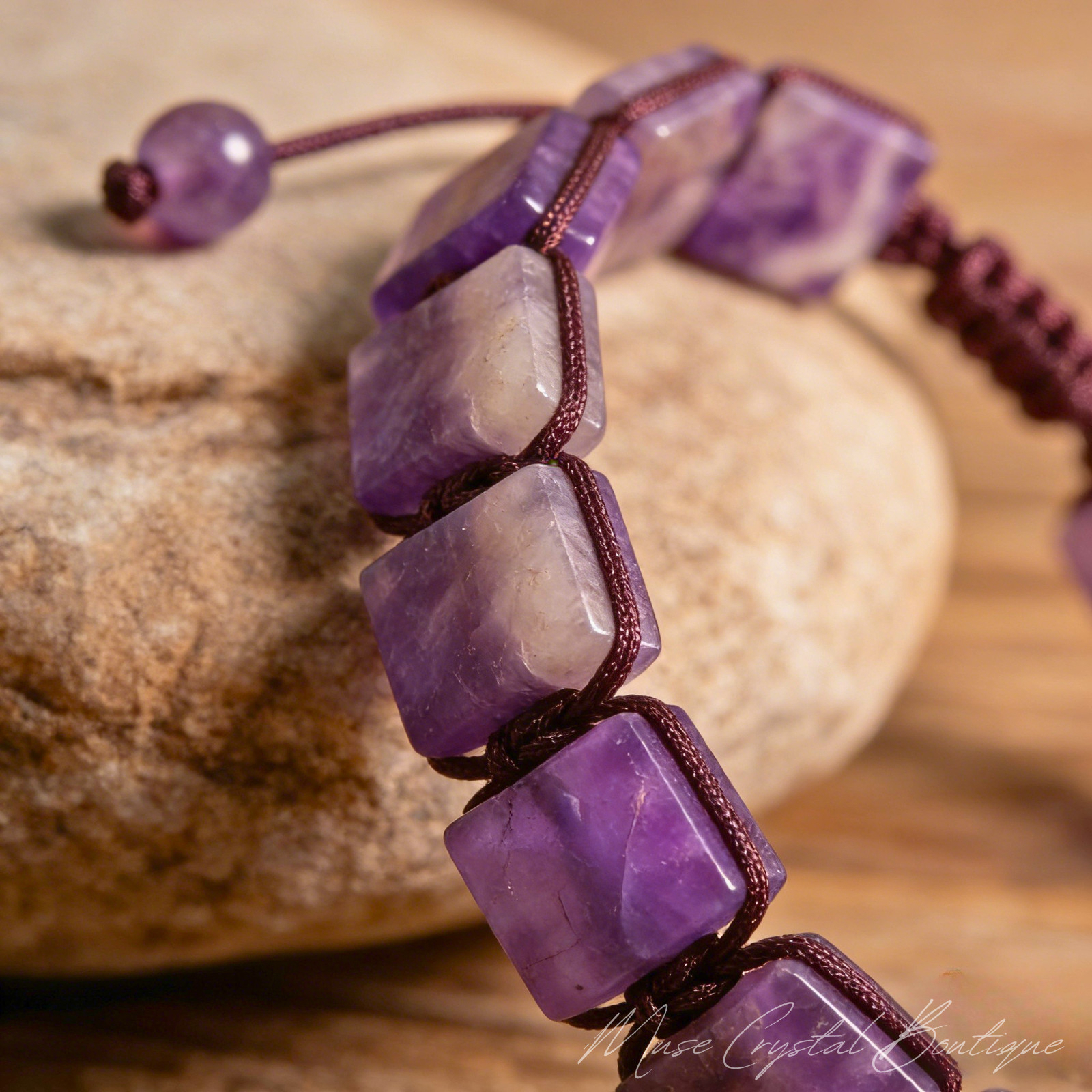 Genuine Amethyst Bracelet Natural Purple Crystal Healing Reiki Energy Stone Gift
