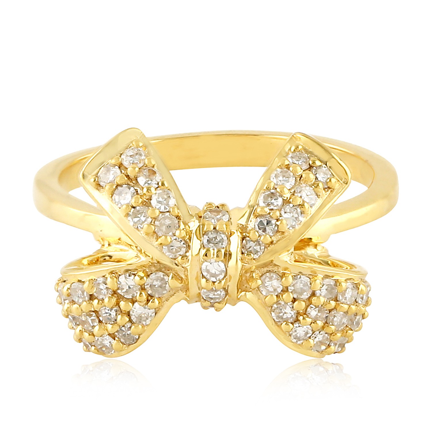 Diamond Bow Ring Wedding Rings For Women Yellow Gold 18k For Women