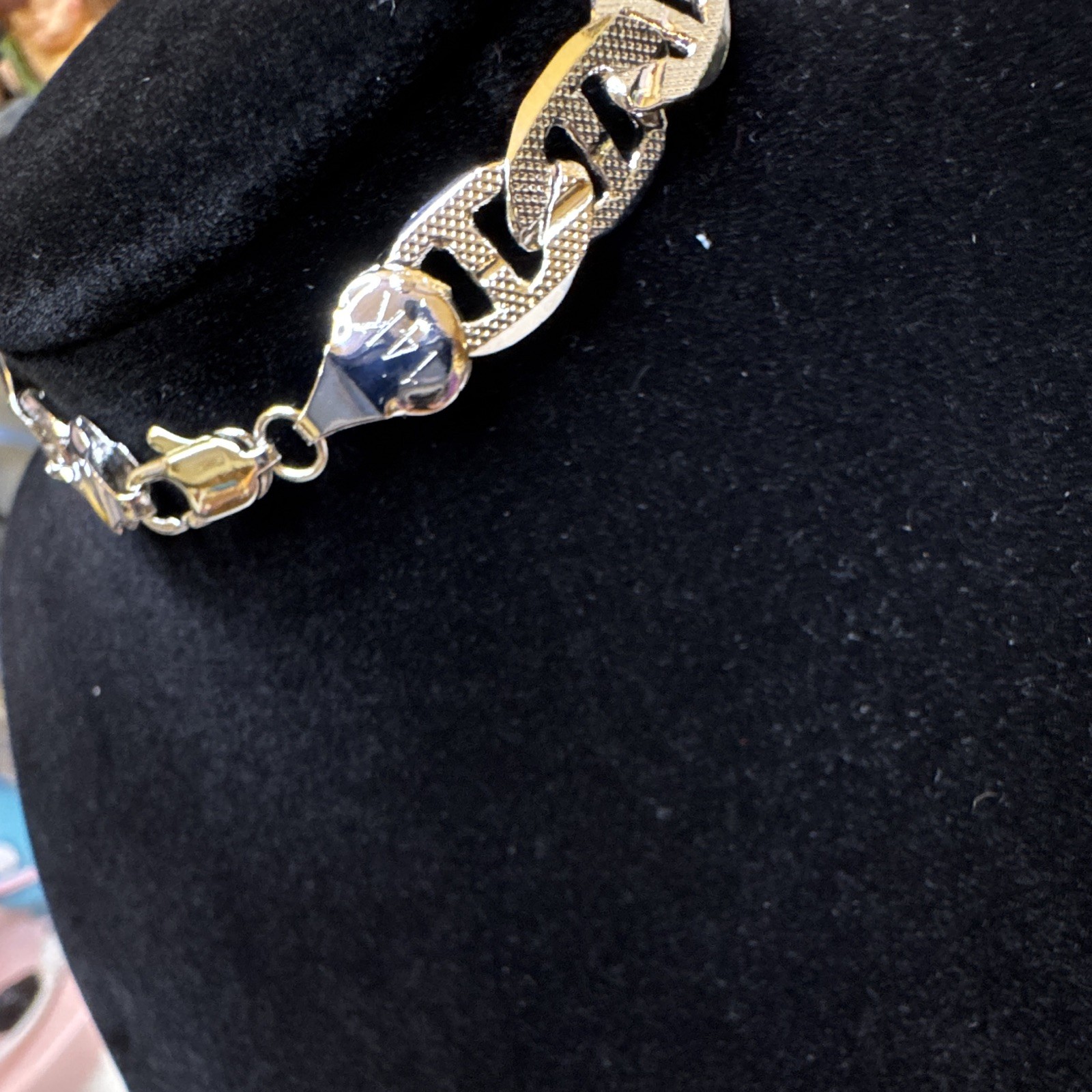 Mariner Link Bracelet 14K White Gold Filled, 8.5inch, 9.2mm, 14k Stamped