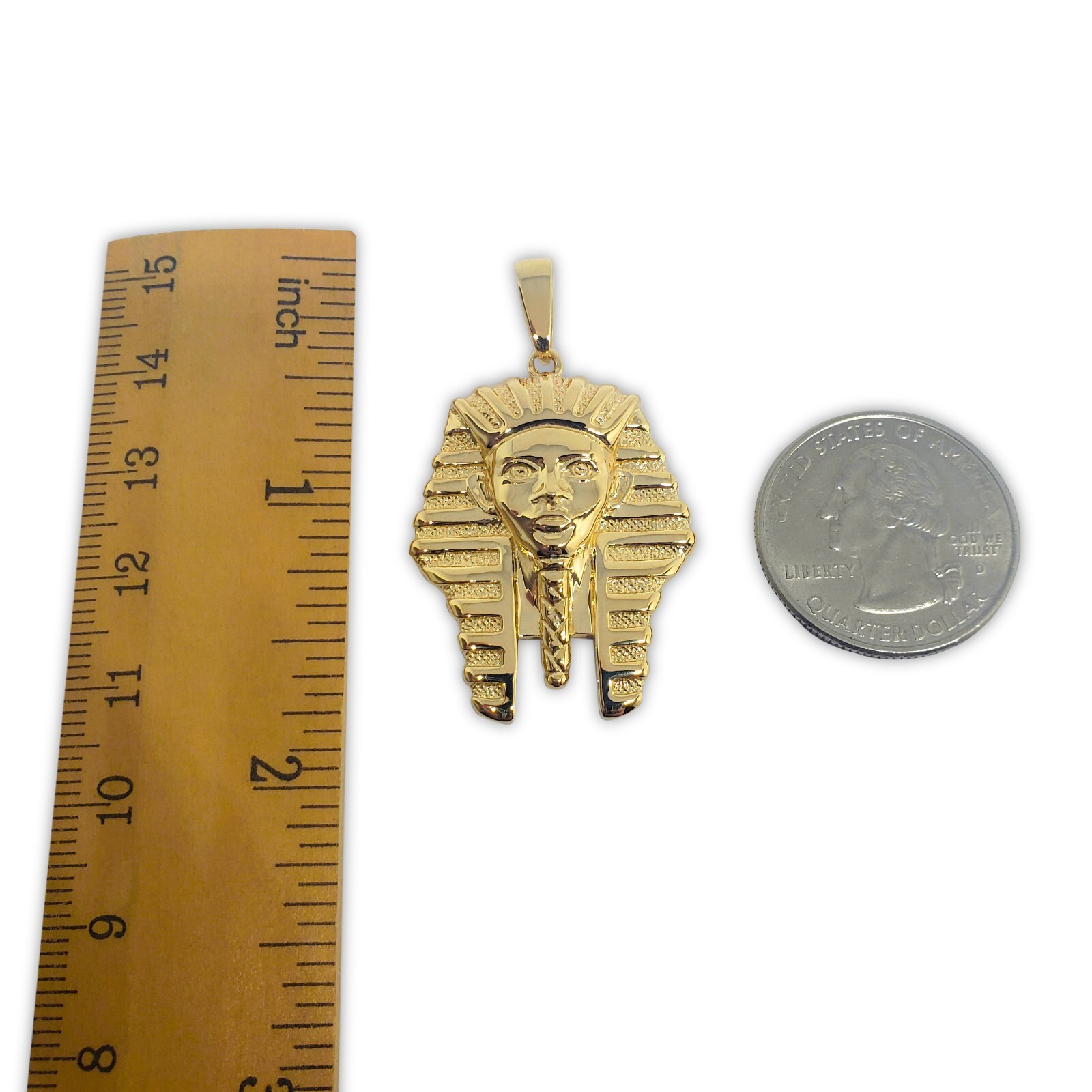 Solid 18K Yellow Gold King Tut Pendant Gold Pharaoh Pendant, 8.8 grams