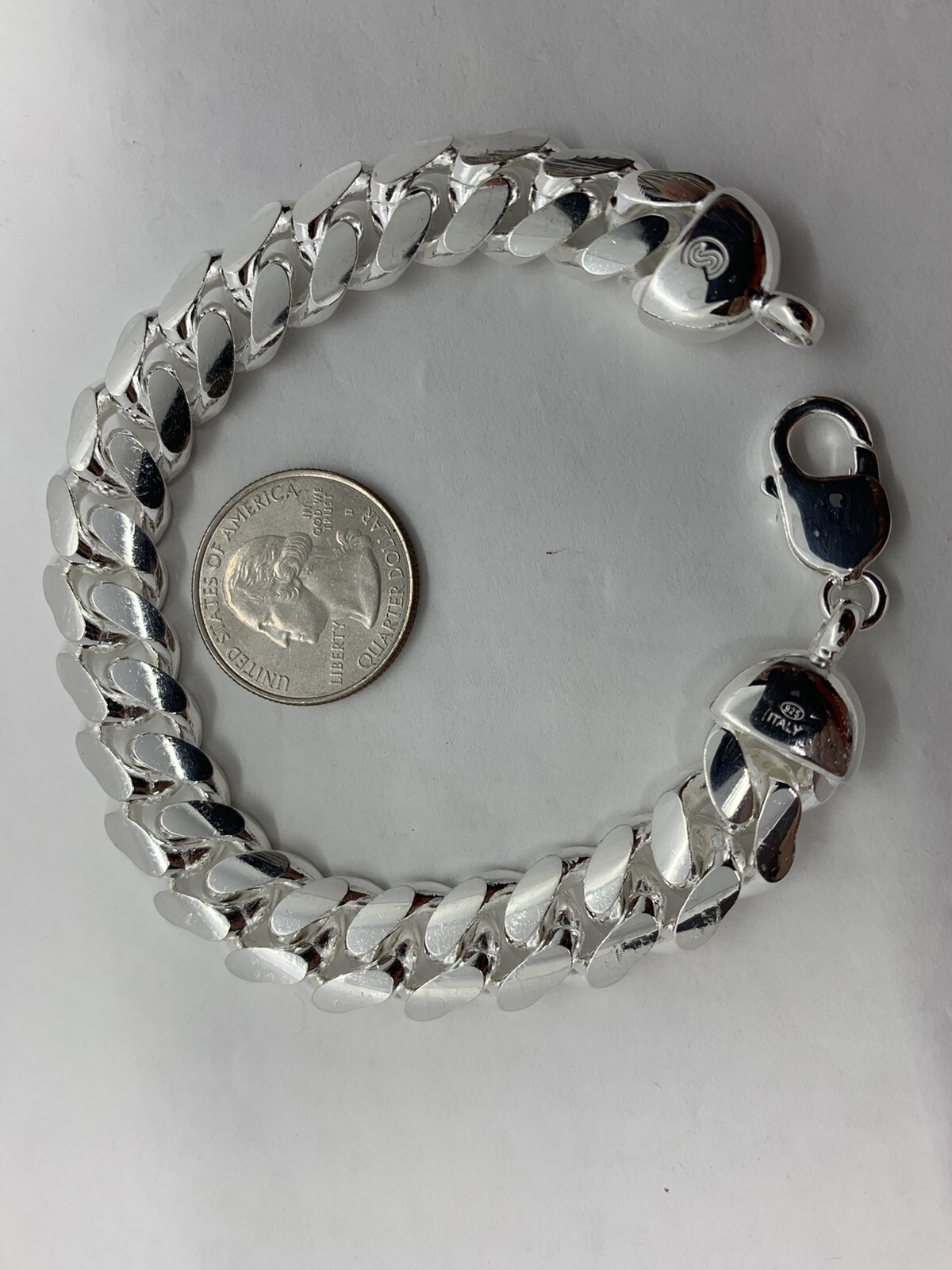 Hand Polished 13mm Solid 925 Silver Miami Cuban Link Men’s Bracelet 8″ 9″ Italy