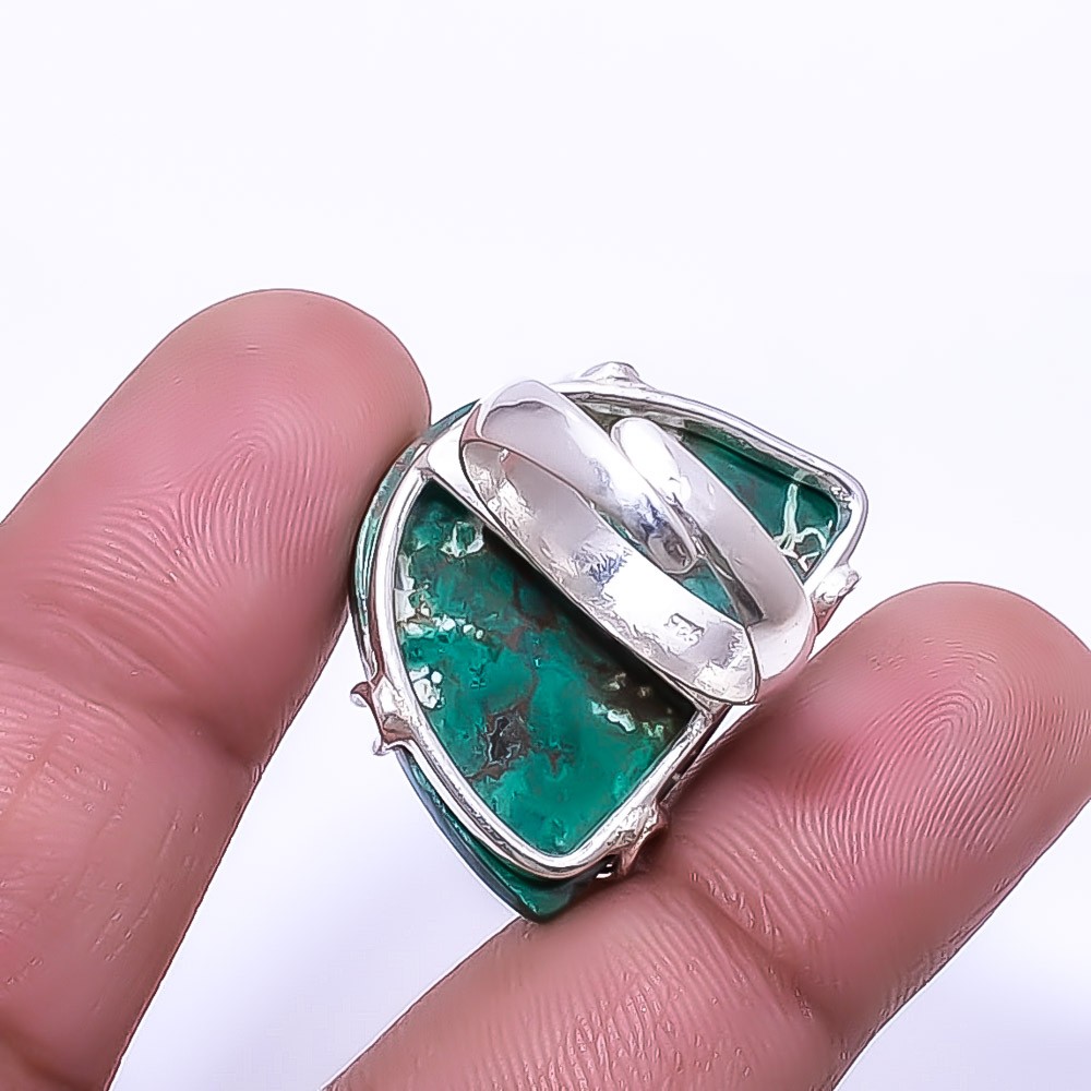 Cuprite Chrysocolla -Africa 925 Sterling Silver Ring 8.5 R9, Christmas Gift