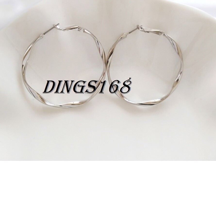 Genuine 18K White Gold Filled HypoAllergenic Twisted Round Hoop Earrings H4N_W
