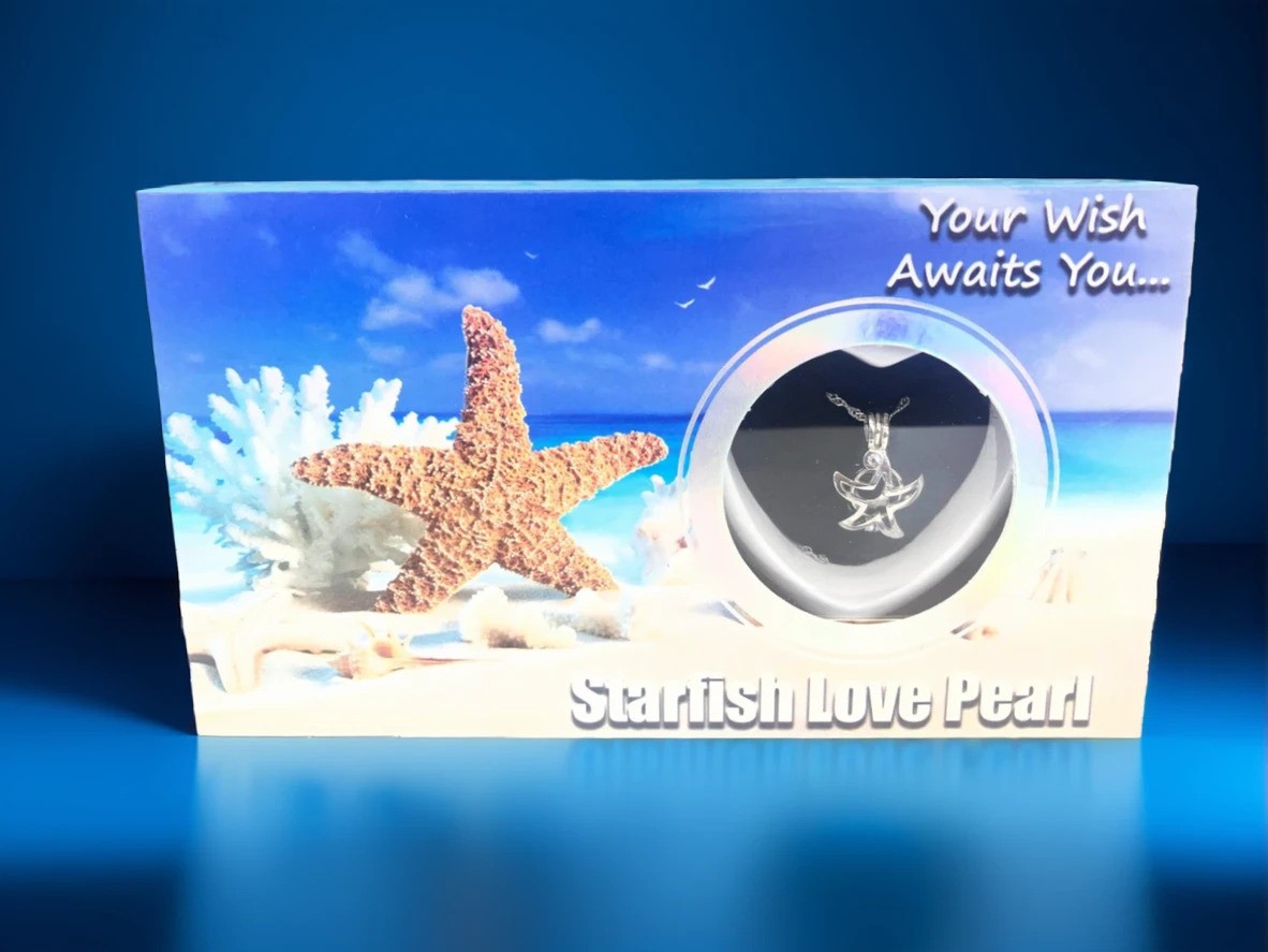 Starfish Pearl Necklace Wish Love Pearl Kit Gift Box 16″