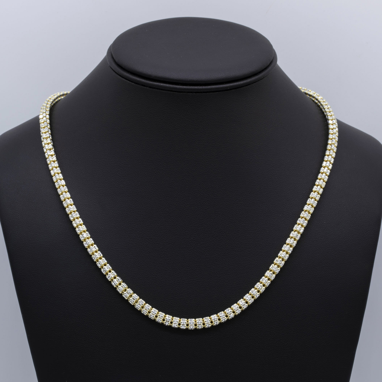 5mm Two-Tone Ice Link Chain 14K Yellow Gold-Plated Silver 925 Italy