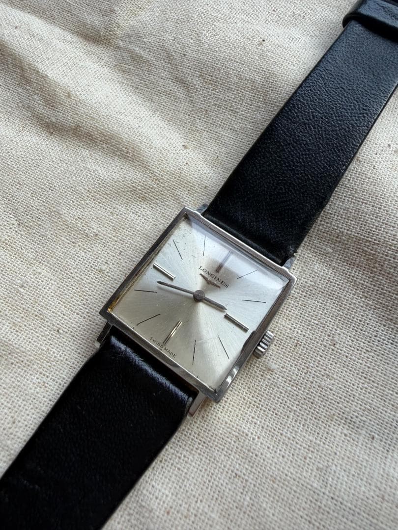 Longines Square Manual Wind Watch Black Dial Used