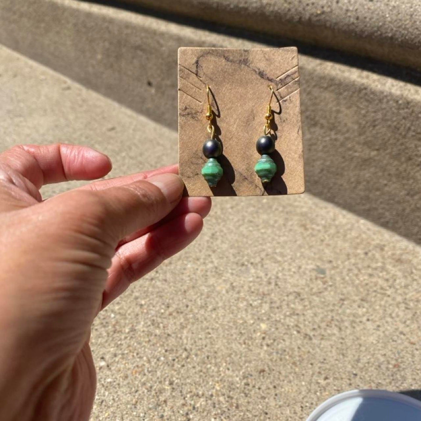 Hypo allergenic hand strung earrings