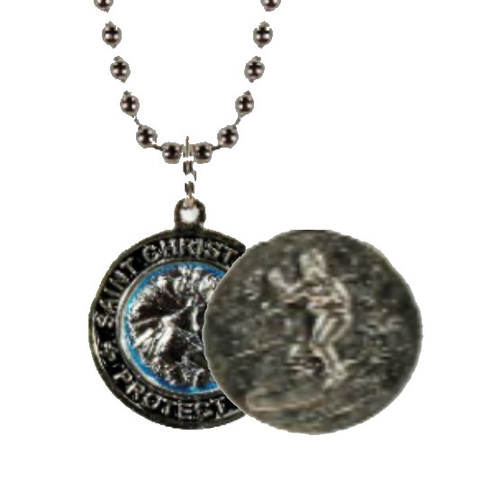 Beach Saint Small St. Christopher Necklace Medal – Penny Size Surf Necklace -New